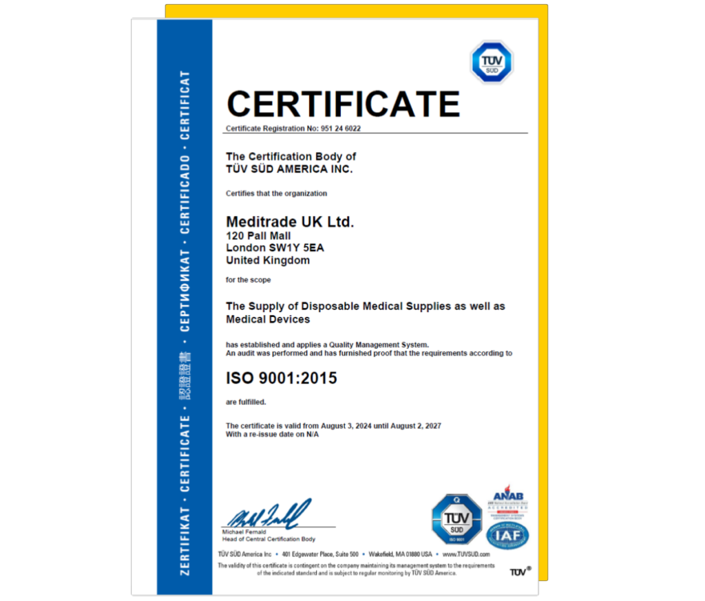 Meditrade UK ISO 9001 Certificate